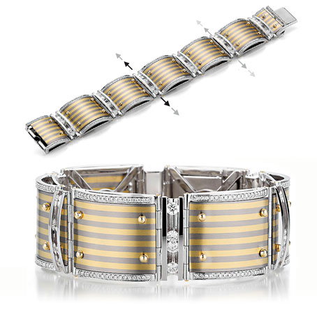 The Golden Stripes - Armband mit beweglichen Diamanten